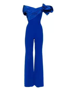 Комбинезон с драпированным бантом Saiid Kobeisy, синий