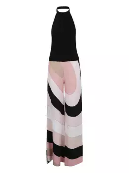 Комбинезон с геометрическим принтом и воротником-халтером PUCCI, черный