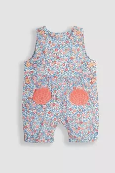 Комбинезон с карманами с декоративными аппликациями и мелким цветочным принтом Jojo Maman Bb, синий