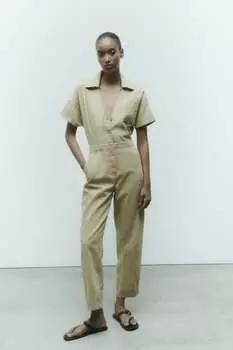 Комбинезон с коротким рукавом ZARA, хаки