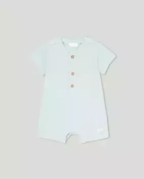 Комбинезон с коротким воротником в рубчик для мальчика Cotton Juice, зеленый