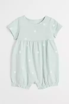 Комбинезон с короткими рукавами H&M, светло-бирюзовый/горошек