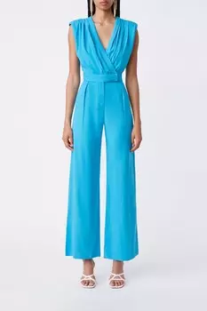 Комбинезон с короткими рукавами и запахом Suncoo, синий