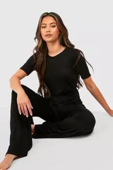 Комбинезон с короткими рукавами и завязками передней шторы Boohoo, черный