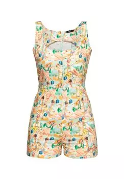 Комбинезон с летним принтом в стиле пин-ап по всей поверхности QUEEN KEROSIN, мультиколор