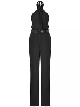 Комбинезон с лямкой через шею и поясом Moschino, черный