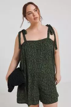 Комбинезон с мятыми ремнями и завязками Simply Be, зеленый