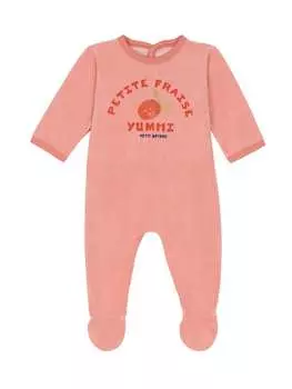 Комбинезон с ножками и клубничным принтом Petit Bateau, цвет pink