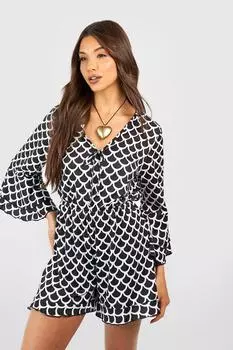 Комбинезон с оборками geo print Boohoo, черный