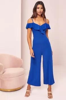Комбинезон с оборками на бретелях Lipsy, синий