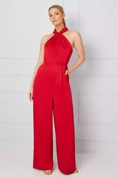 Комбинезон с открытой спиной и закрученным вырезом Wallis, красный