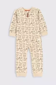 Комбинезон с открытыми ножками Coccodrillo бежевый с пером и карманом