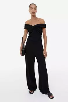 Комбинезон с открытыми плечами и перекрученными деталями H&M, черный