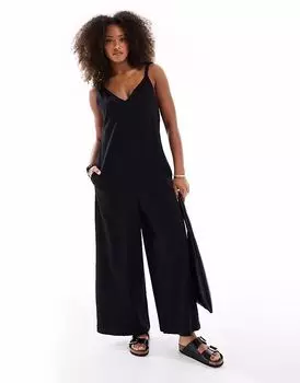 Комбинезон с перекрученными плечами ASOS DESIGN черного цвета