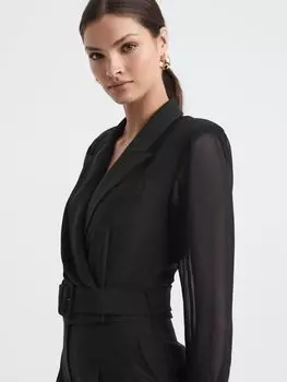 Комбинезон с поясом и прозрачными рукавами Petite Flora Reiss
