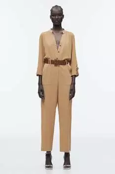 Комбинезон с поясом ZARA, кэмел