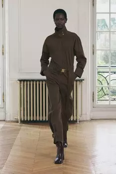 Комбинезон с поясом ZARA, коричневый