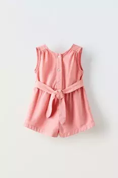 Комбинезон с поясом ZARA, розовый