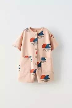 Комбинезон с принтом ZARA, бледно-розовый