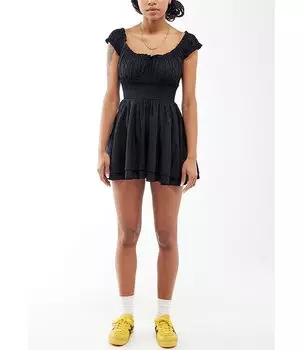 Комбинезон с присборенной талией и рукавами-крылышками BDG Urban Outfitters Rosie Prairie, черный