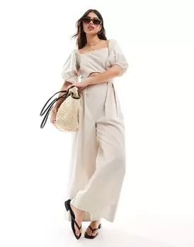 Комбинезон с пышными рукавами и вырезом спереди ASOS DESIGN
