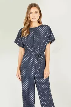 Комбинезон с рукавами «летучая мышь» в горошек Mela, синий