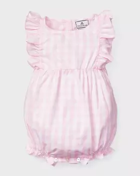 Комбинезон с рюшами в мелкую клетку для девочек Petite Plume, розовый