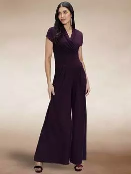 Комбинезон с широкими штанинами и коротким рукавом HotSquash, цвет Damson