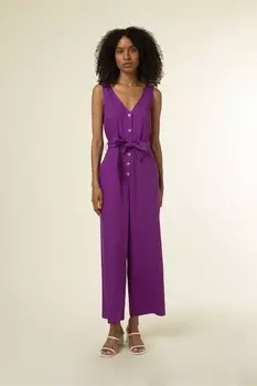 Комбинезон с широкими штанинами и V образным вырезом Frnch, фиолетовый