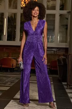 Комбинезон с широкими штанинами Plisse Sosandar, фиолетовый