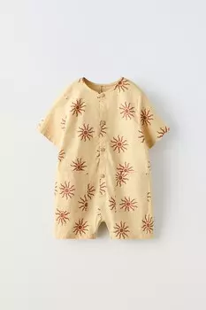 Комбинезон с солнечным принтом ZARA, средне-желтый