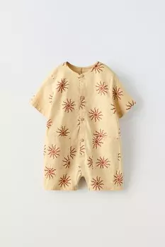 Комбинезон с солнечным принтом ZARA, средне-желтый