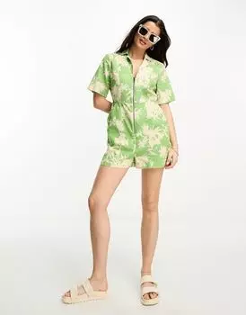 Комбинезон с тропическим принтом и молнией ASOS DESIGN