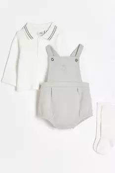 Комбинезон с узором «елочка» для маленьких мальчиков River Island, серый