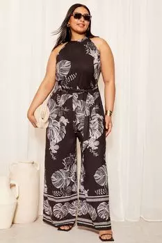 Комбинезон с воротником халтер Curves Like These, черный