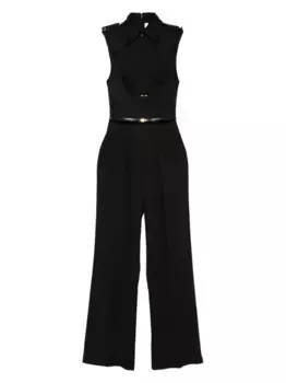 Комбинезон с воротником и поясом Elisabetta Franchi, черный
