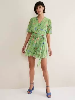 Комбинезон с воротником-стойкой и запахом Phase Eight Astoria, зеленый/мульти