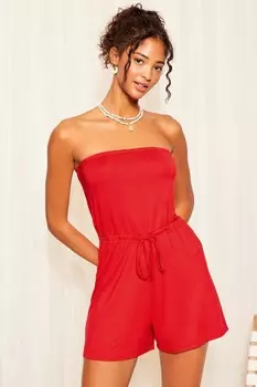 Комбинезон с вырезом бандо и поясом Friends Like These, красный