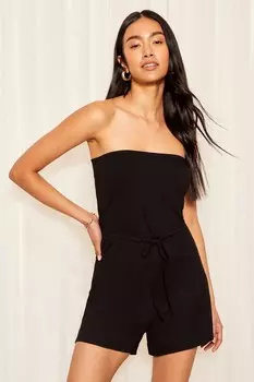 Комбинезон с вырезом бандо и поясом Friends Like These, черный