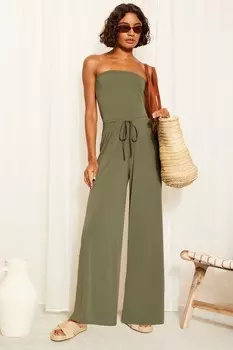 Комбинезон с вырезом-бандо и завязкой на талии Friends Like These, зеленый