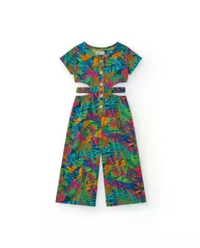 Комбинезон с вырезом для девочки и тропическим принтом Tuc tuc, многоцветный