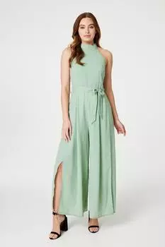 Комбинезон с высоким воротником и разрезом по ноге Izabel London, зеленый