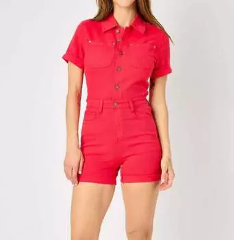 Комбинезон с высокой талией, окрашенный в красный цвет Judy Blue