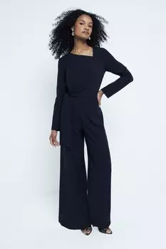 Комбинезон с запахом спереди River Island, черный