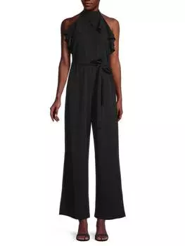 Комбинезон с завязками на талии и вырезом халтер Bebe Red