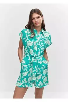 Комбинезон с завязками с цветочным узором Mango, бирюзовый