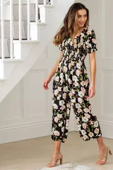 Комбинезон Sally Fuller с присборенным лифом и лифом Lenzing ecovero с пышными рукавами Pour Moi, черный