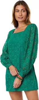 Комбинезон Sarina с квадратным вырезом Lilly Pulitzer, цвет Evergreen Oversized Diamond Leaf Eyelet