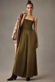 Комбинезон широкий Pilcro со сборками, зеленый