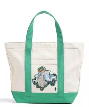 Комбинезон-Шопер из хлопка с мишкой Polo Ralph Lauren, бежевый